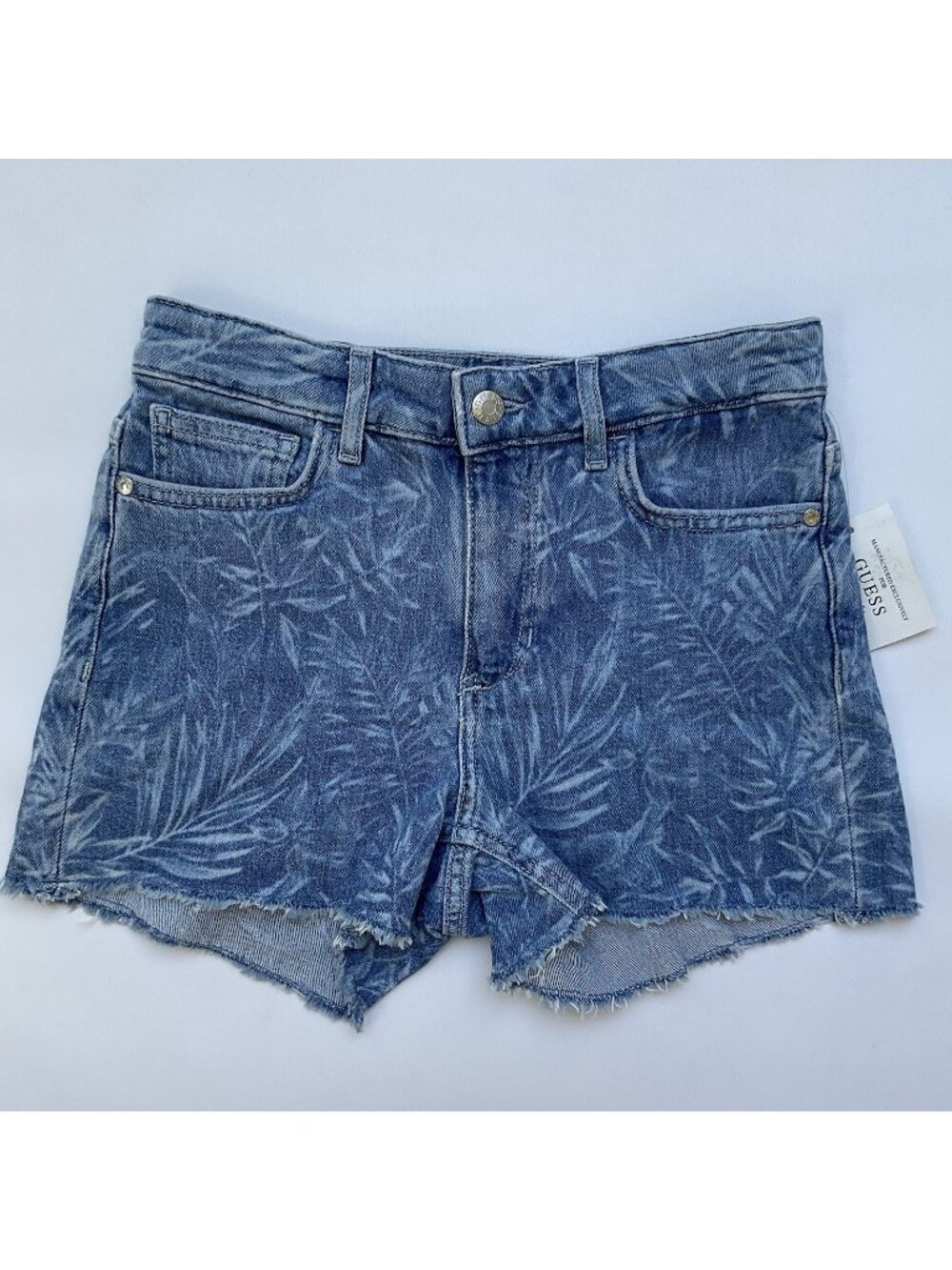 Guess Women’s High Waist Short Blue Washed Size 27